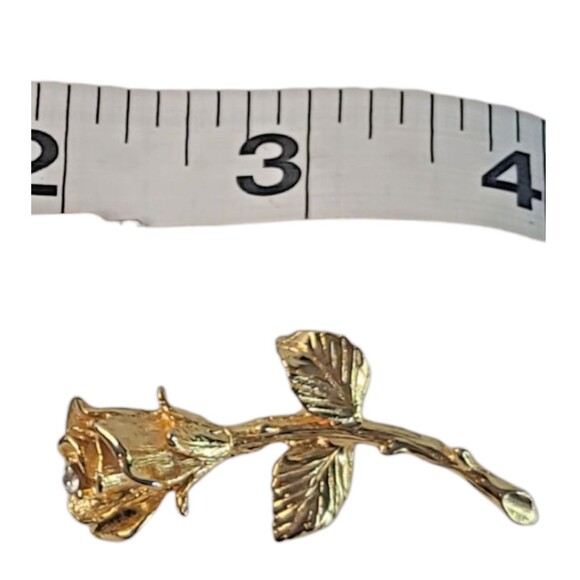Vintage Rose Signed D.M. David Monn Gold Tone Flower Crystal Brooch Pin - Picture 5 of 5